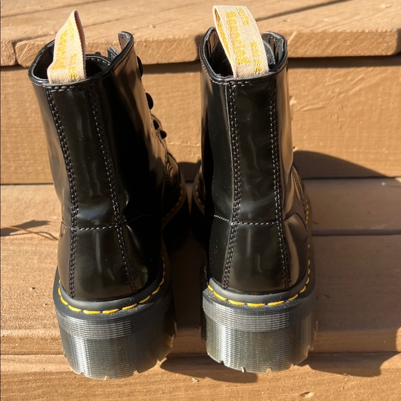 Dr. Martens Black Vegan Sinclair Zip Platform Boots with Yellow Stitching - Picture 3 of 7